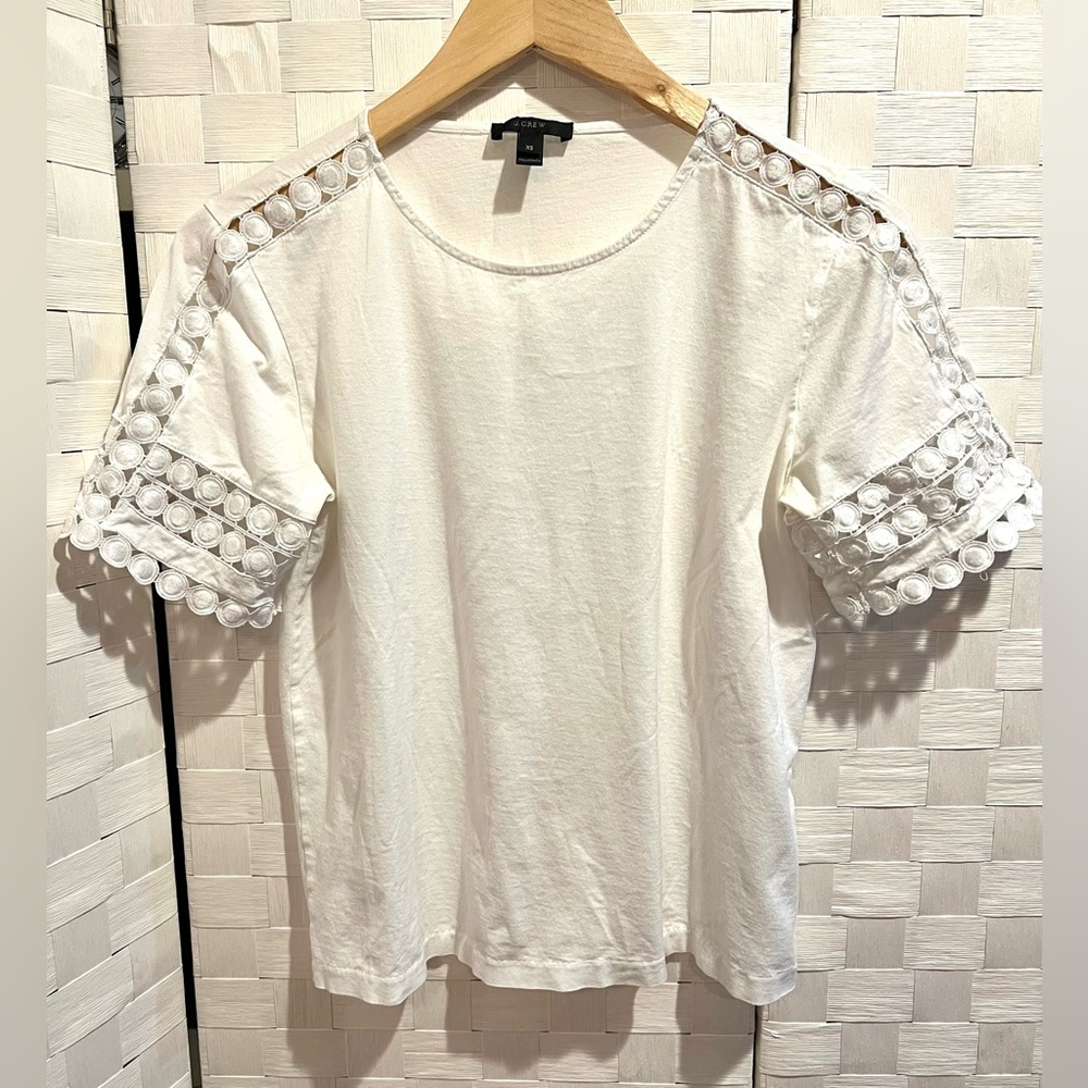 J. Crew White Short Sleeve Top with Cut-Out Details